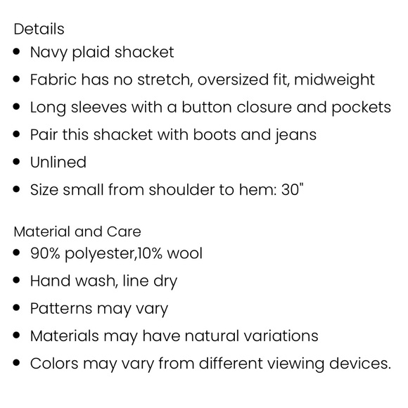 Pink Lily “Meet You Outside” Navy shacket - Picture 7 of 7